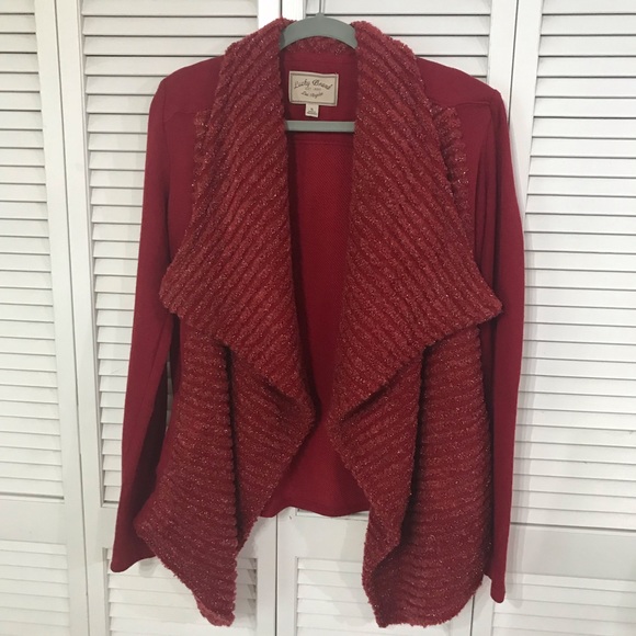 Lucky Brand Marled Shimmer Open Front Cardigan - Picture 2 of 5